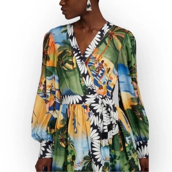 🌺 FARM RIO Carioca Ecovero Lenzing Tie-Waist Wrap Mini Dress – NWT – Size Small - Picture 2 of 2